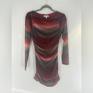 Pretty Garbage Mini Ruched Red Black Dress